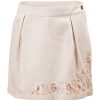 MINC Petite Embroidered Girls Short Skorts in Off White Linen