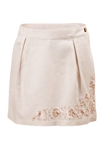 MINC Petite Embroidered Girls Short Skorts in Off White Linen