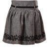 MINC Petite Embroidered Girls Skirt in Grey Linen
