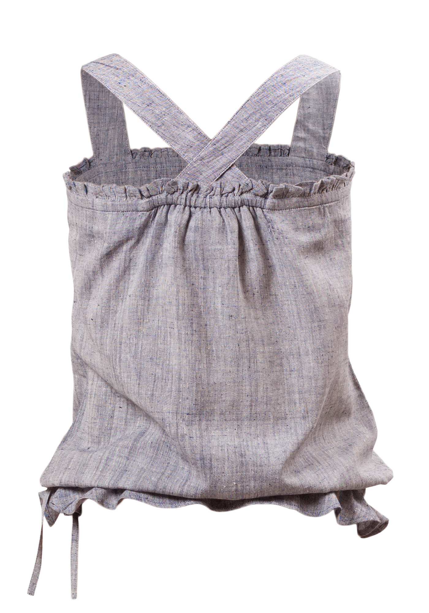 MINC Petite Embroidered Girls Top in Aqua Blue Khadi Cotton