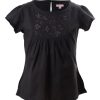 MINC Petite Embroidered Girls Top in Black Cotton