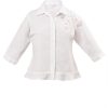 MINC Petite Embroidered Girls Top in White Cotton Linen