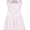 MINC Petite Embroidered Halter Dress in Pink Cotton Twill
