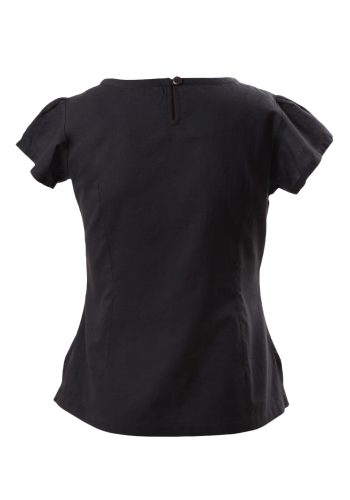 MINC Petite Embroidered Yoke Girls Top in Black Cotton