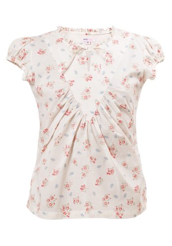 MINC Petite Gathered Yoke Girls Short Top in Printed Cotton