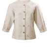 MINC Petite Girls Button Down Embroidered Jacket in Off White Linen