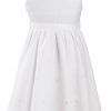 MINC Petite Girls Embroidered Dress in Angelic White Linen