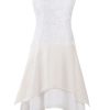 MINC Petite Girls Embroidered Dress in White Cotton Linen and Silk