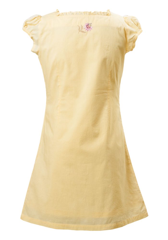 MINC Petite Girls Embroidered Dress in Yellow Cotton