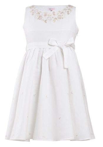 MINC Petite Girls Embroidered Short Dress in Angelic White Linen