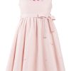 MINC Petite Girls Embroidered Short Dress in Lotus Pink Linen