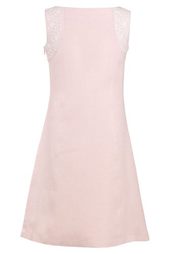 MINC Petite Girls Embroidered Short Dress in Lotus Pink Linen