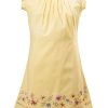 MINC Petite Girls Embroidered Short Dress in Yellow Cotton
