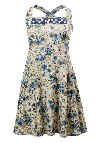 MINC Petite Girls Halter Dress in Floral Printed Cotton