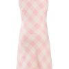 MINC Petite Girls Pink and Cream Cowl Neck Dress in Yarn Dyed Cotton Checks