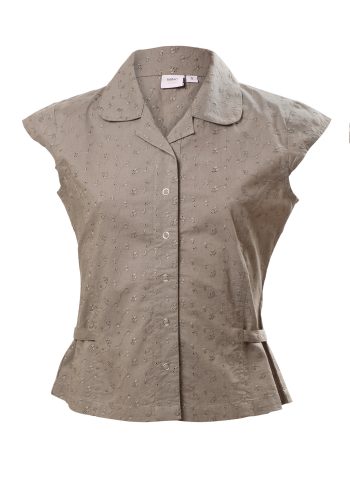 MINC Petite Girls Shirt Top in Embroidered Ivy Green Cotton