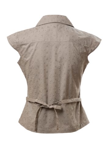 MINC Petite Girls Shirt in Embroidered Ivy Green Cotton