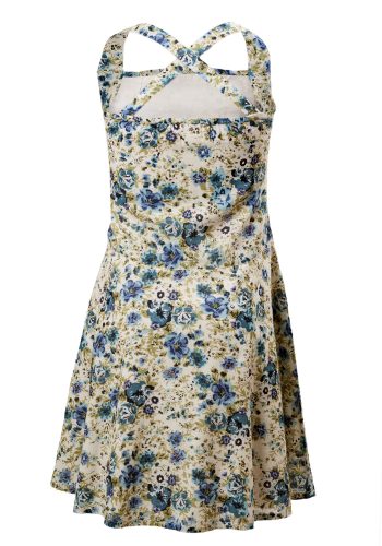 MINC Petite Girls Short Halter Dress in Floral Printed Cotton