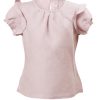 MINC Petite Girls Short Top with Ruffle Trim Sleeve in Lilac Linen