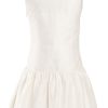 MINC Petite Girls Sleeveless Applique Embroidered Dress in White Silk