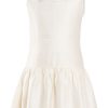 MINC Petite Girls Sleeveless Embroidered Dress in White Silk