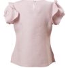 MINC Petite Girls Top with Ruffle Trim Sleeve in Lilac Linen