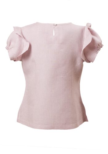 MINC Petite Girls Top with Ruffle Trim Sleeve in Lilac Linen