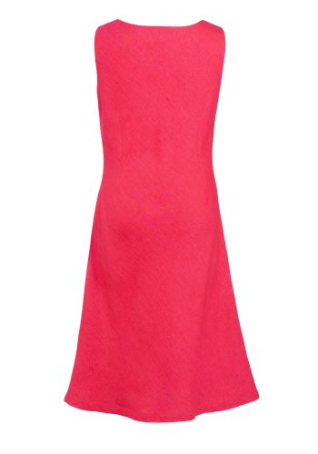MINC Petite Juicy Raspberry Girls Cowl Neck Dress in Fuchsia Linen