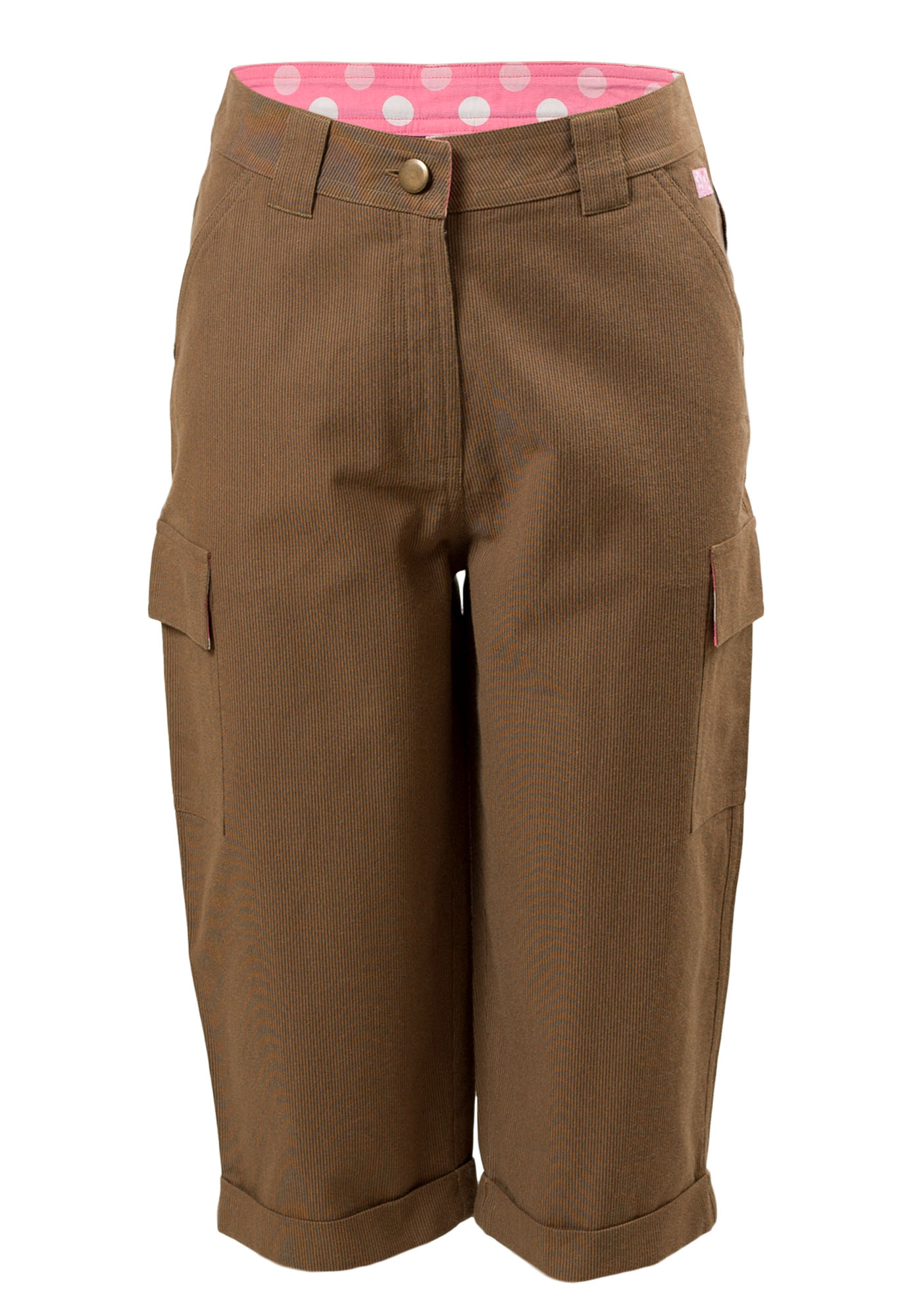 MINC Petite Nutmeg Girls Long Shorts in Brown Ribbed Cotton Cord