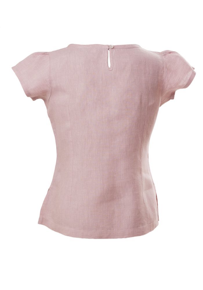 MINC Petite Pintuck Yoke Girls Short Top in Lilac Linen