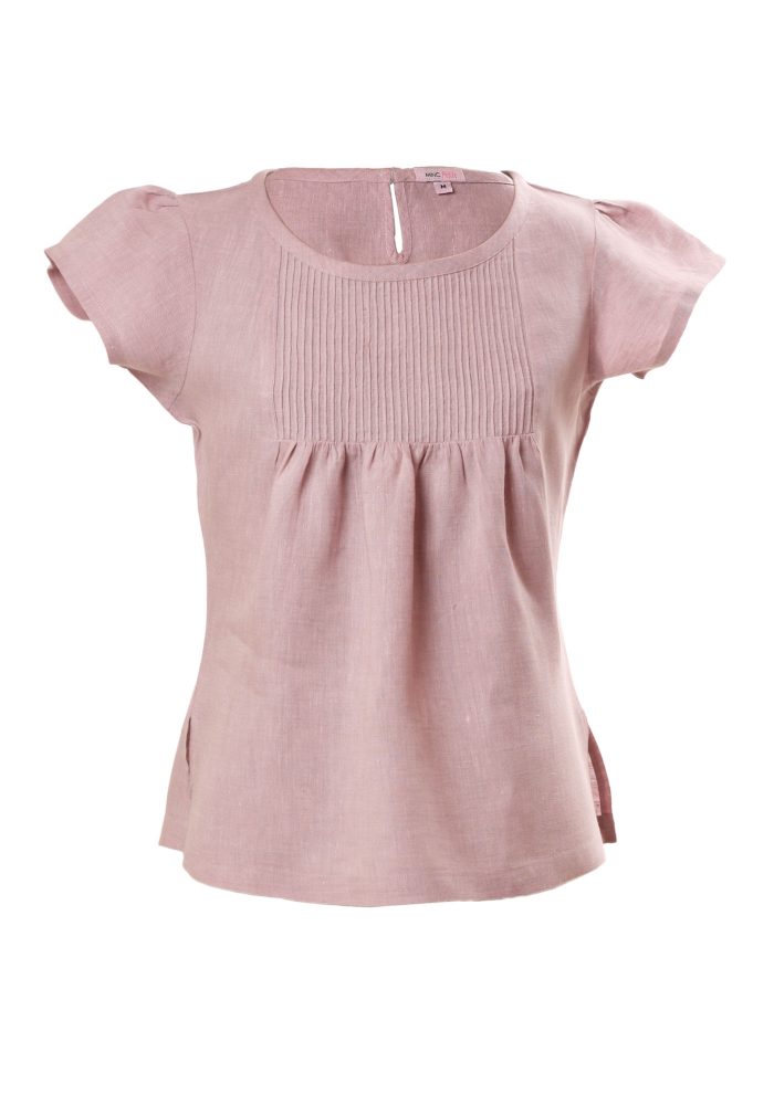 MINC Petite Pintuck Yoke Girls Top in Lilac Linen