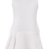 MINC Petite Preppy Girls Embroidered Dress in White Cotton Linen