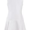 MINC Petite Preppy Girls Embroidered Sleeveless Dress in White Cotton Linen