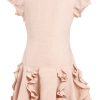 MINC Petite Preppy Princess Embroidered Dress in Dune Beige Linen
