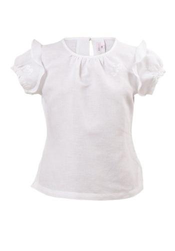 MINC Petite Snowflake Girls Top in White Linen Cotton