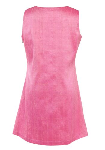 MINC Petite Spring Rose Gathered Yoke Girls Dress in Hot Pink Silk