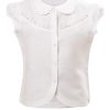 MINC Petite Starlight Girls Embroidered Top in White Linen Cotton