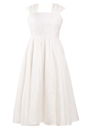 MINC Petite Summer Love Embroidered Girls Dress in White Silk