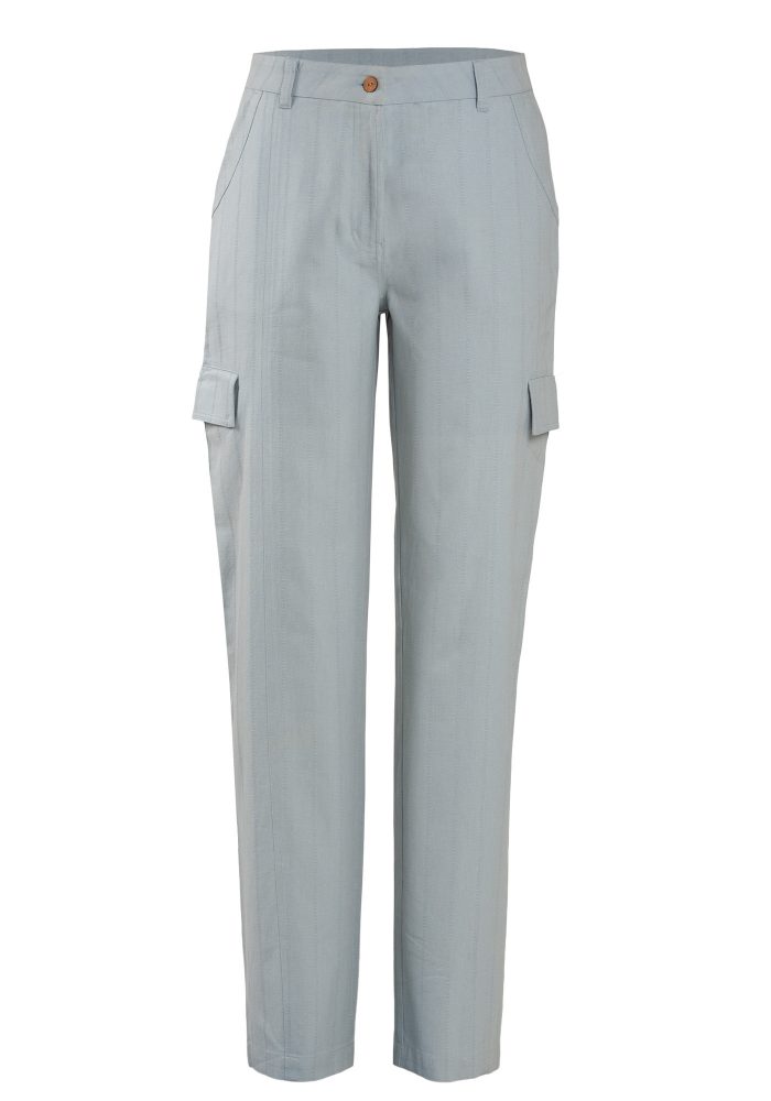MINC eco friendly fashion womens Cargo Style Woven Cotton Trousers in Sky Blue