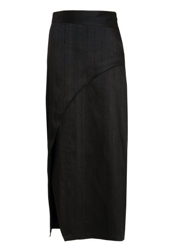 MINC ecofashion Asymmetric Ankle Length Skirt in Black Silk