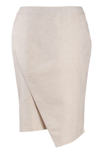 MINC ecofashion Asymmetric Knee Length Skirt in Off-White Linen