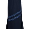 MINC ecofashion Maxi Skirt in Blue Cotton with Floral Embroidery