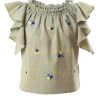 MINC ecofashion Petite Embroidered Girls Top In Aqua Khadi Cotton