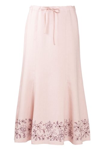 MINC womens ecofashion Ankle Length Embroidered Skirt in Pearly Pink Linen