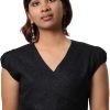 MINC Asymmetric Little Black Embroidered Linen Dress