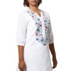 MINC Ecofashion Floral Embroidered Kurti in White Linen