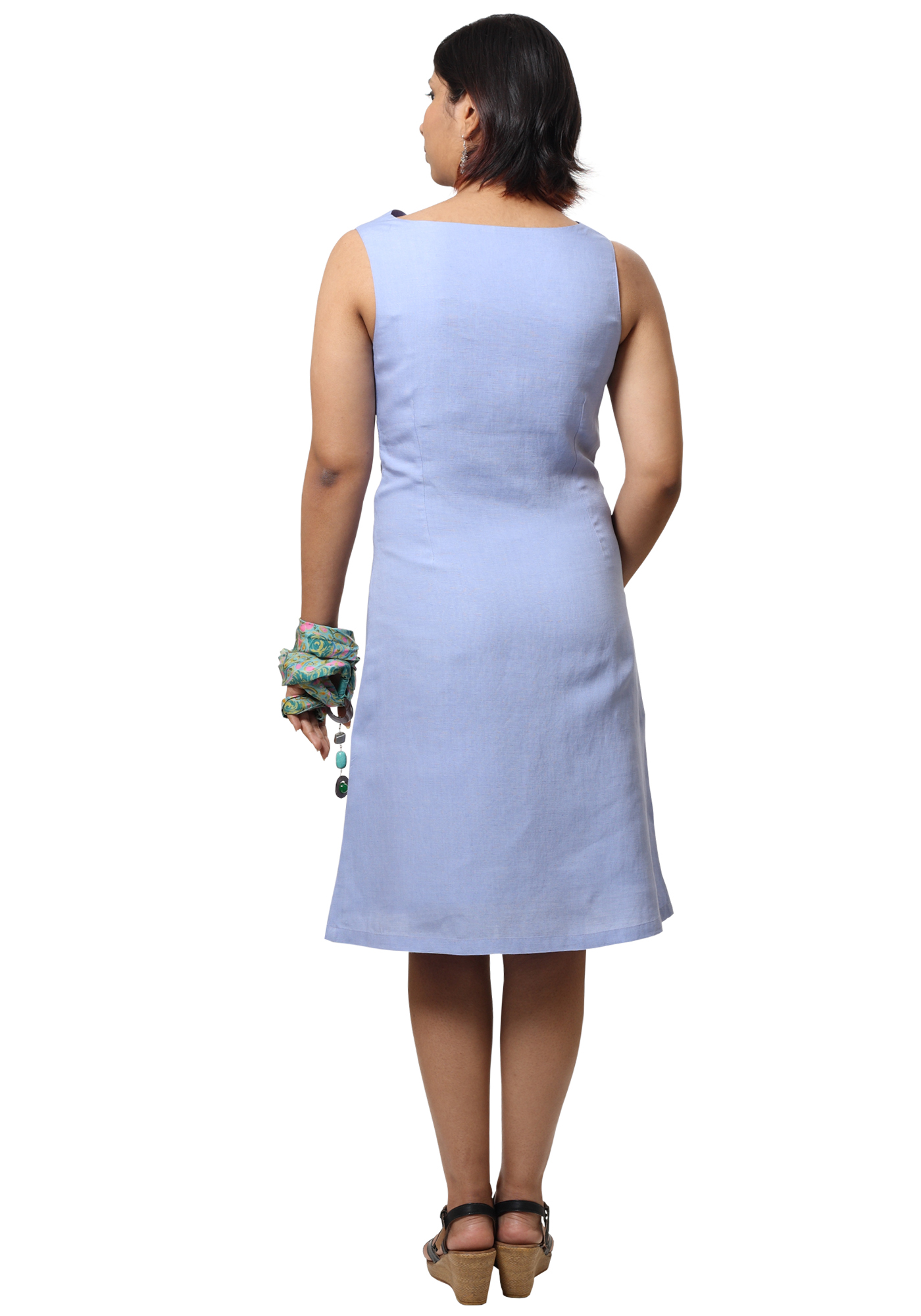 MINC Ecofriendly Couture Short Cowl Neck Dress in Lilac Linen