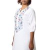 MINC Ecofriendly Floral Embroidered Kurti in White Linen