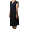 MINC Ecofriendly Womens Wear Asymmetric Embroidered Little Black Linen Dress