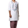 MINC Floral Embroidered Kurti in White Linen